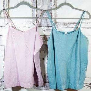 2 Camis 1X Spaghetti Strap Lilac & Aqua